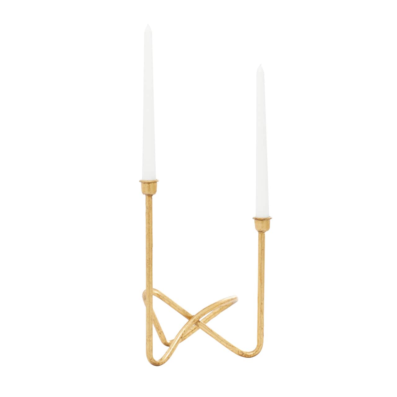 CosmoLiving by Cosmopolitan Gold Iron Contemporary Candlestick Holders, 11" x 10" x 6"
